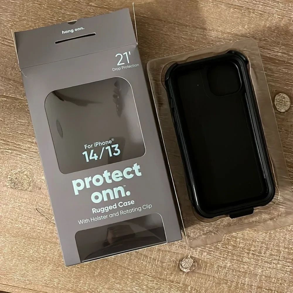 iPhone 14/13 Protect Onn. Rugged Case With Holster and Rotating Clip